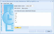 Outlook Attachment Security Administrator screenshot